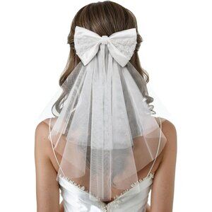 🆕 Women White Clip Bachelorette Party Decorations Pearl Bow Accessories